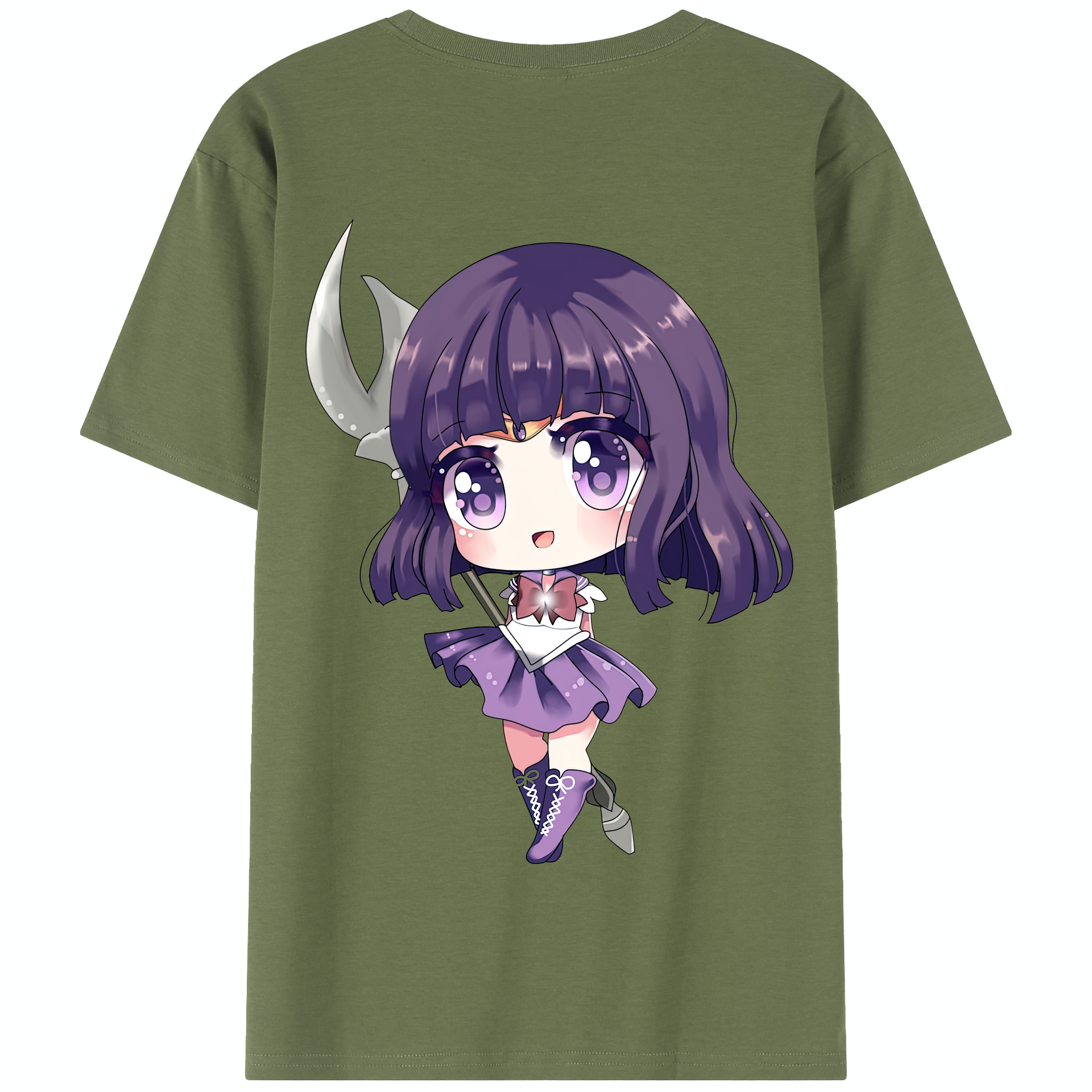 （画像用） 美少女戦士セーラームーン 土萠ほたる Sailor Moon Tomoe Hotaru （セーラーサターン；Sailor Saturn） 綿100％半袖Tシャツ（背面プリント）